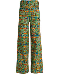 Miu Miu Agra Print Wide Leg Denim Trousers