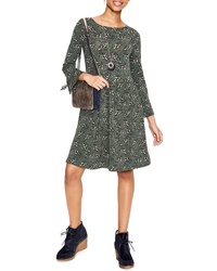 Olive Print Fit and Flare Dress