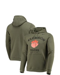 Nike Olive Clemson Tigers Stencil Arch Club Fleece Pullover Hoodie At Nordstrom