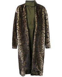 Olive Print Fur Coat