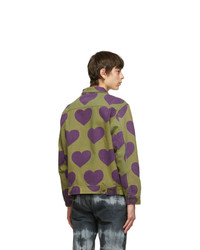 Awake NY Khaki And Purple Hearts Harrington Jacket