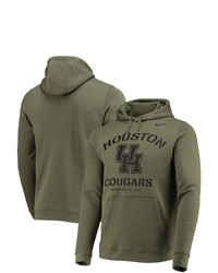 Nike Olive Houston Cougars Stencil Arch Club Fleece Pullover Hoodie