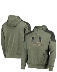 adidas Olive Miami Hurricanes Military Appreciation Salute To Service Roready Pullover Hoodie