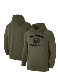 Nike Olive Villanova Wildcats Stencil Arch Club Fleece Pullover Hoodie