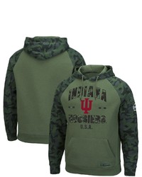 Colosseum Olivecamo Indiana Hoosiers Oht Military Appreciation Raglan Pullover Hoodie