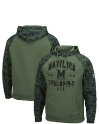 Colosseum Olivecamo Maryland Terrapins Oht Military Appreciation Raglan Pullover Hoodie