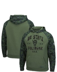 Colosseum Olivecamo Nc State Wolfpack Oht Military Appreciation Raglan Pullover Hoodie