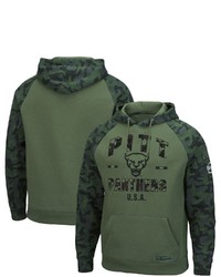 Colosseum Olivecamo Pitt Panthers Oht Military Appreciation Raglan Pullover Hoodie