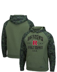 Colosseum Olivecamo Rutgers Scarlet Knights Oht Military Appreciation Raglan Pullover Hoodie