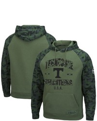 Colosseum Olivecamo Tennessee Volunteers Oht Military Appreciation Raglan Pullover Hoodie
