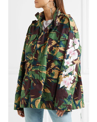 Off-White Camouflage Print Cotton Canvas Jacket Army Green