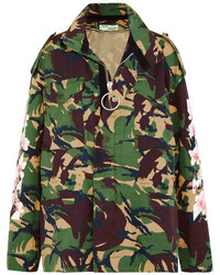 Off-White Camouflage Print Cotton Canvas Jacket Army Green