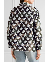 Valentino Oversized Printed Cotton Twill Jacket Army Green