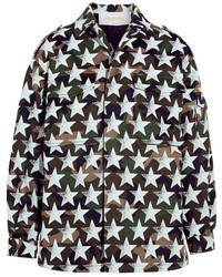 Valentino Oversized Printed Cotton Twill Jacket Army Green