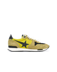 Olive Print Leather Athletic Shoes