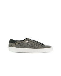 Olive Print Leather Low Top Sneakers