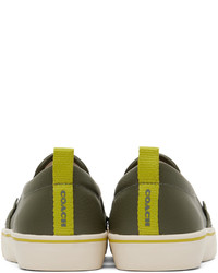Coach 1941 Green Leather Skate Slip On Sneakers