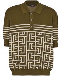 Balmain Pb Monogram Knit Polo Shirt