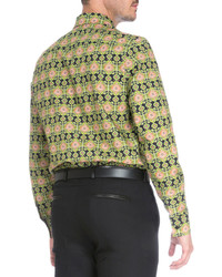 Givenchy Carpet Print Long Sleeve Shirt Green Pattern