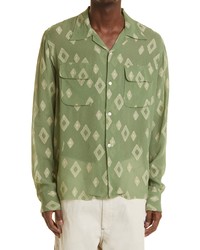 Needles Cob Diamond Print Button Up Camp Shirt In Green At Nordstrom
