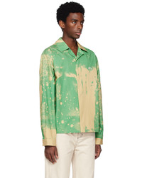 Oamc Green Tan Paint Splatter Shirt