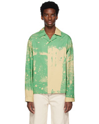 Oamc Green Tan Paint Splatter Shirt