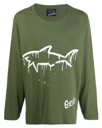 Paul & Shark Logo Print Long Sleeved T Shirt