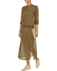 Suno Floral Print Wool And Silk Blend Maxi Dress