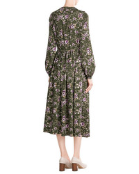 Rochas Printed Midi Dress With Cut Out Front