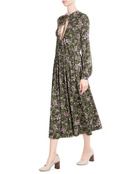 Rochas Printed Midi Dress With Cut Out Front