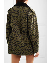 Saint Laurent Med Zebra Print Cotton Blend Twill Jacket
