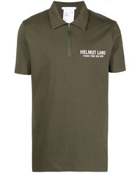 Helmut Lang Logo Print Zipped Polo Shirt