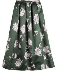 Rochas Printed Satin Midi Skirt