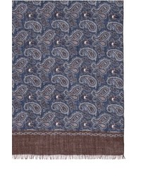 Isaia Paisley Print Wool Cashmere Scarf