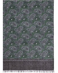 Isaia Paisley Print Wool Cashmere Scarf