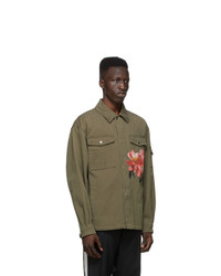 Valentino Khaki Inez And Vinoodh Edition Khaki Denim Floral Jacket