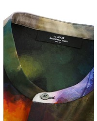 Shanghai Tang Abstract Print Band Collar Shirt
