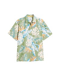 Tommy Bahama Coconut Point Monstera Paradise Print Short Sleeve Button Up Shirt