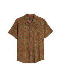 RVCA Jungle Fuzz Regular Fit Short Sleeve Button Up Shirt
