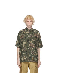 Givenchy Khaki Floral And Astral Oversized Short Sleeve Shirt