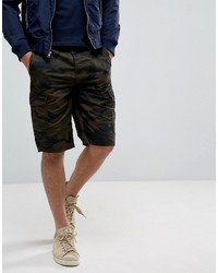 French Connection Military Camo Print Cargo Shorts