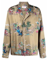 Canali Printed Silk Relaxed Fit Shirt
