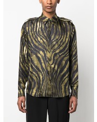 Roberto Cavalli Tiger Print Silk Shirt