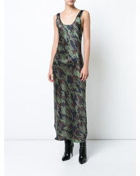 Nili Lotan Camouflage Print Maxi Dress