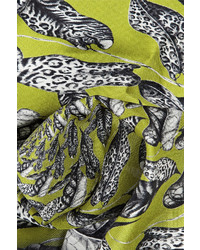 Emma J Shipley Jaguar Leaves Printed Silk Scarf