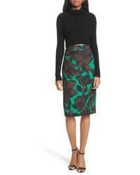 Milly Classic Floral Print Midi Skirt