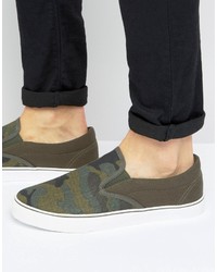 Olive Print Slip-on Sneakers