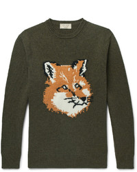 MAISON KITSUNÉ Maison Kitsun Fox Intarsia Mlange Wool Sweater