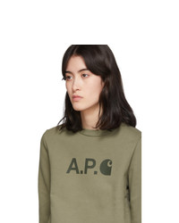 A.P.C. Khaki Carhartt Wip Edition Ice Sweatshirt