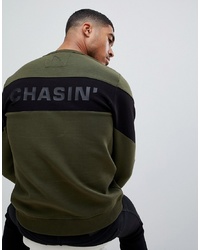 Chasin' Quincy Sweatshirt With Arm Panels Khaki